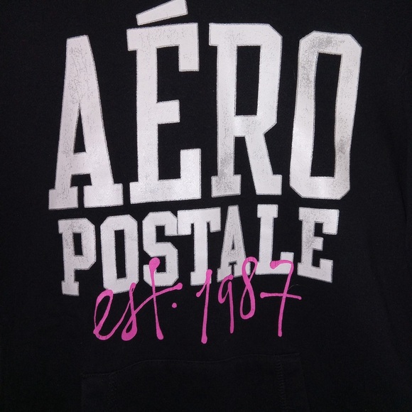 Aeropostale Black Sweatshirt with White and Pink Accents NWOT Size Small - Picture 2 of 8
